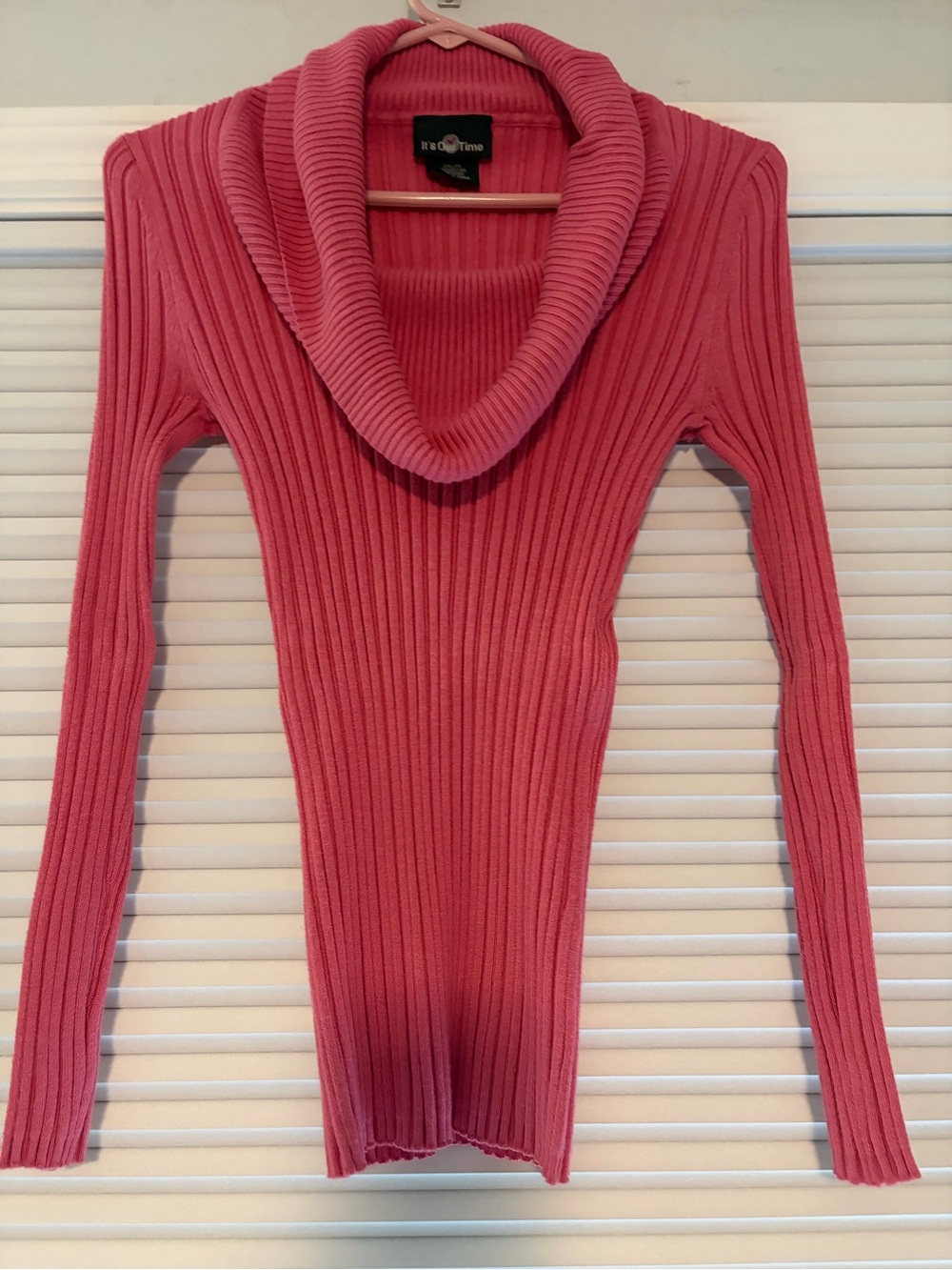 It's Our Time Ribbed Cowl Neck Sweater in Pink